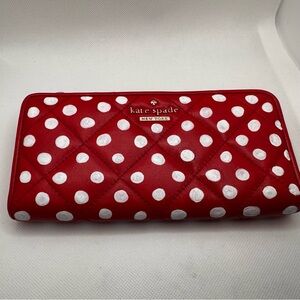 Custom hand painted Red and White Polka Dot on Kate Spade wallet